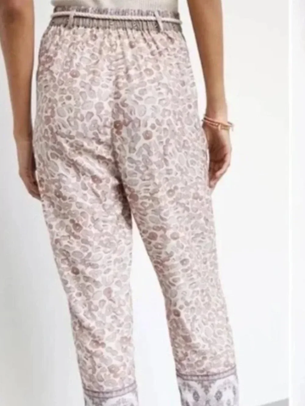 NEW NWT! ANTHROPOLOGIE OLLARI CHEETAH LEOPARD PAISLEY CUFFED PANTS BOHO sz XL